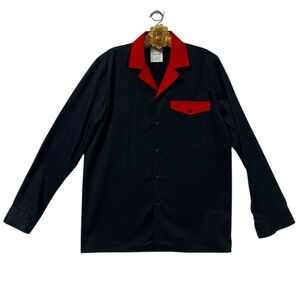 Wood Wood Designer Shirt Men's Medium Blue Red Cotton Long Sleeve Minimalist